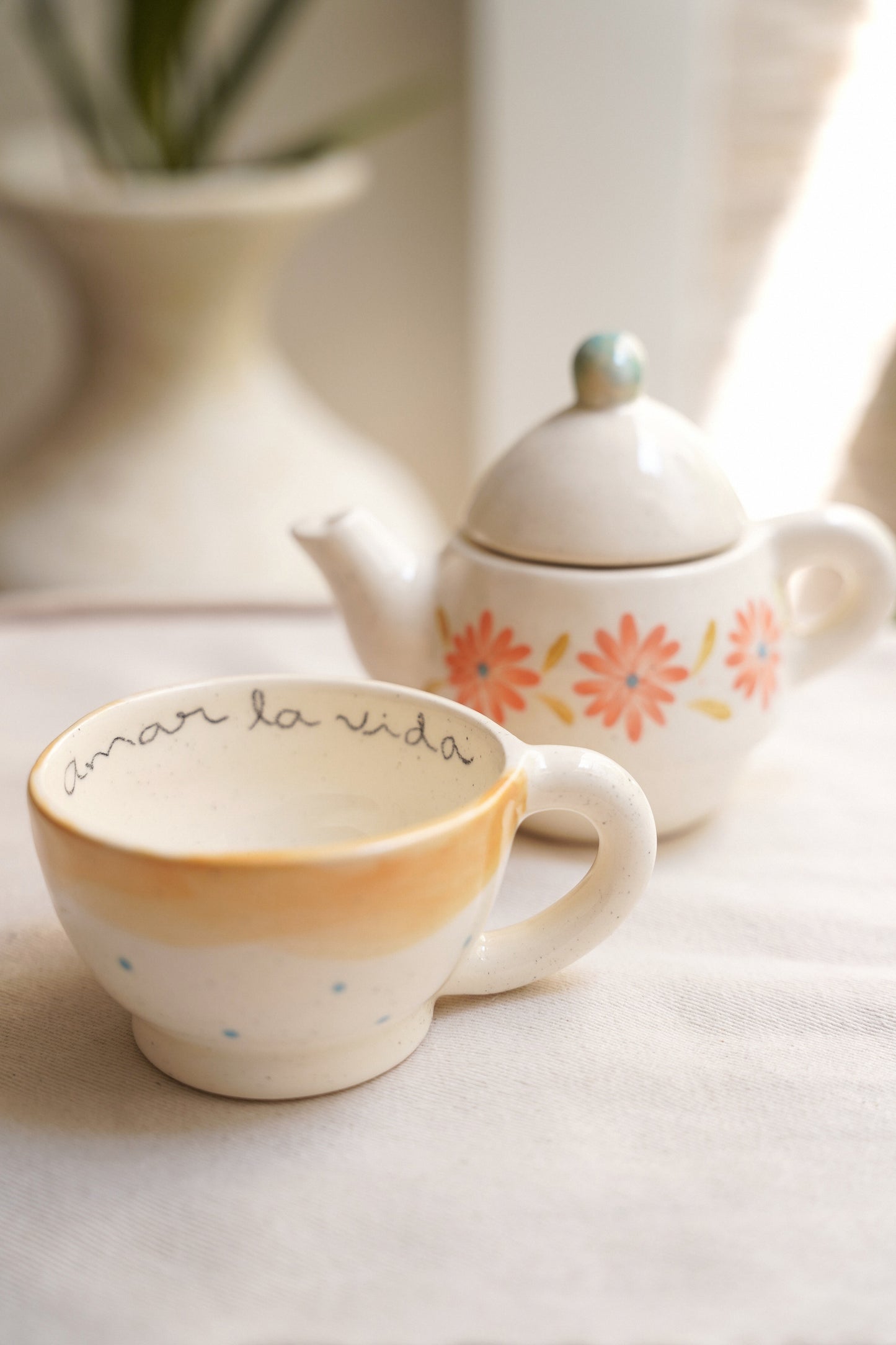 Set de tetera y mug Amar la vida