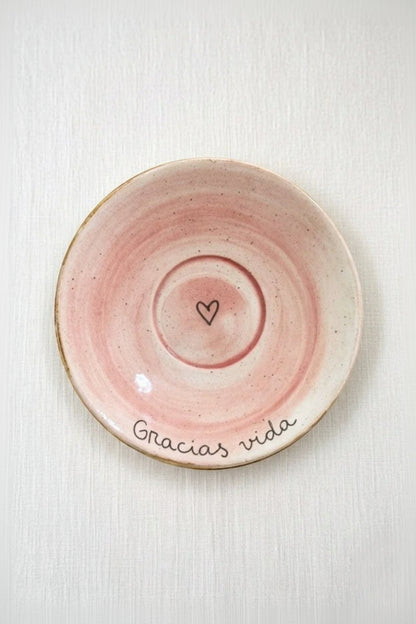Plato pequeño Gracias vida rosa