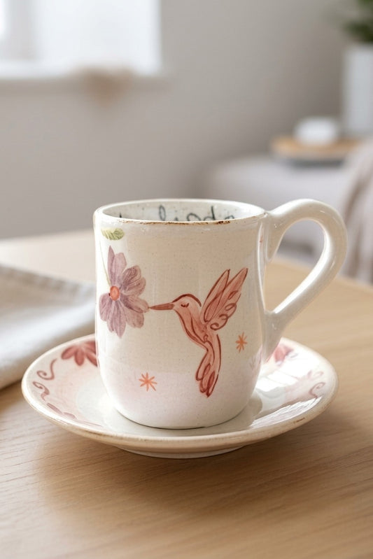 Set Colibrí Vivir bonito con plato